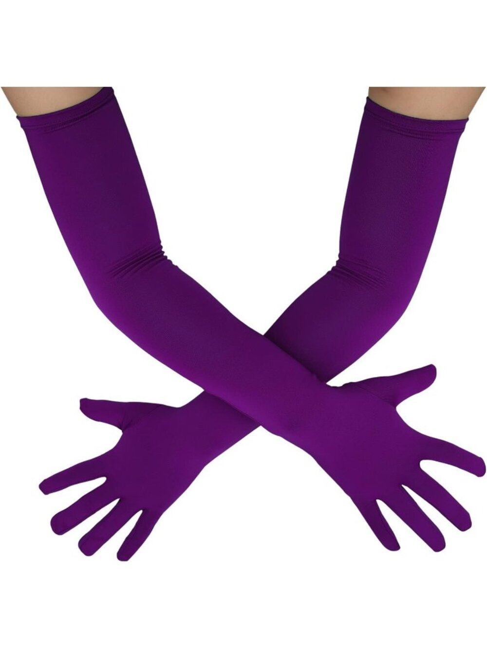 Men's And Women's Purple Stretchy Costume Gloves Banquet Spandex Long Gloves